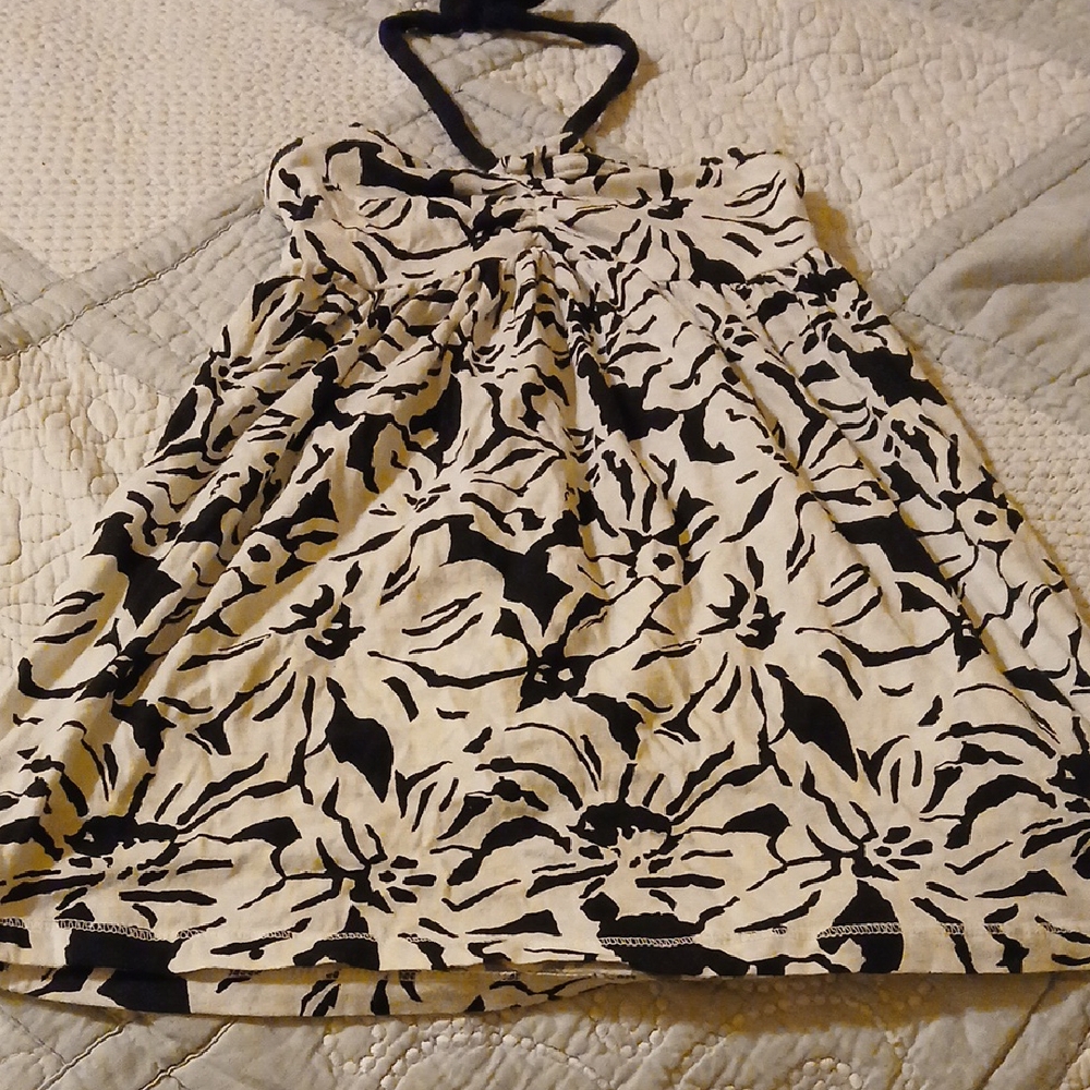 SO Black and White Floral Halter Top
